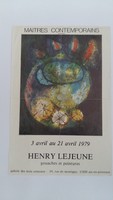 Affiche pour l'exposition <strong><em>Henry Lejeune : gouaches et peintures</em></strong>  à la galerie des trois orneaux (Aix-en-Provence), du 3 au 21 avril 1979